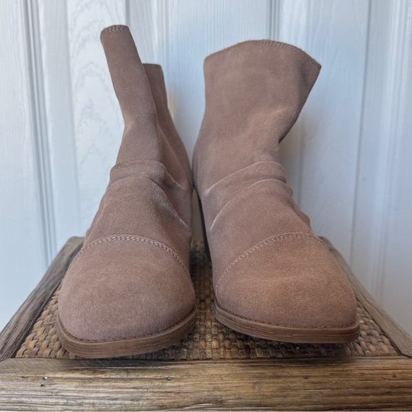 Skechers Suede Taxi Uptown Funk Leather Ankle Boots Taupe Size 11 - Picture 5 of 9